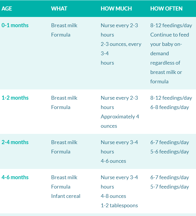 Newborn and Baby Feeding Schedule for 6-9 Months Old