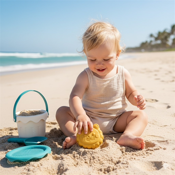silicone beach bucket for beach play
