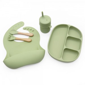 SAMiGO Set Alimentazione Bambino In Silicone - Ciotola Ventosa, Bavaglino, Tazza E Cucchiai