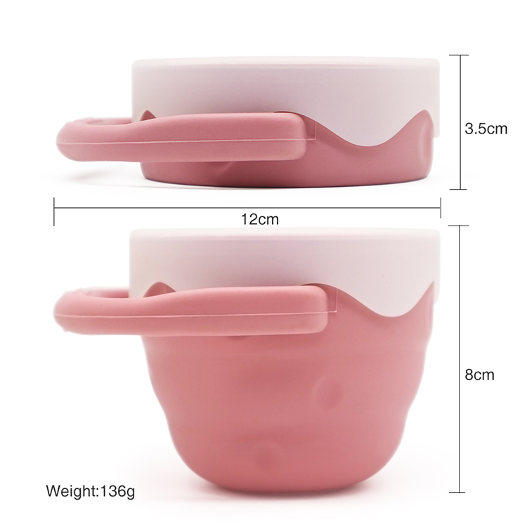 Ginbear Baby Snack Cup for Toddlers Rose Pink Collapsible Food-Grade Silicone Snack Container for Kids Toddler and Baby with Silicone Snack Catcher Lid Spill Proof