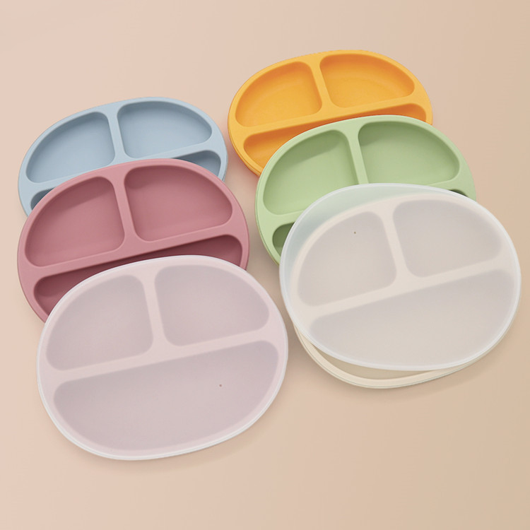 Baby Plate - Toddler Plate with Suction - 100% Food-Grade Silicone Divided  Dinner Plates - Portable Non Slip - Microwave & Dishwasher Safe